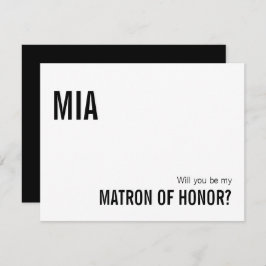 Simple Typography Matron of Honor proposal Kaart Notitiekaartje