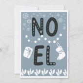 Simple Typography NOEL Dusty Blue Christmas Feestdagenkaart (Voorkant)