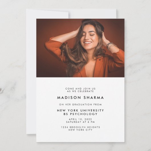 Simple Typography Photo Calligraphy Afstuderen Kaart (Achterkant)