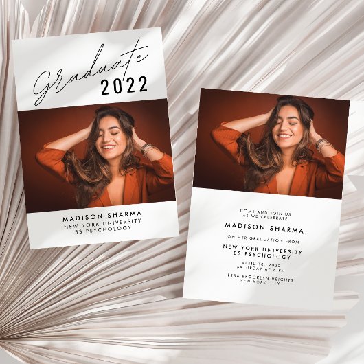 Simple Typography Photo Calligraphy Afstuderen Kaart