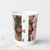 Simple Typography Photo First Birthday Papieren Bekers (Rechts)