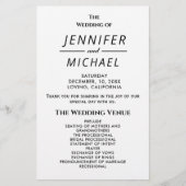 Simple Typography Plain Wedding Program (Voorkant)