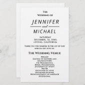 Simple Typography Plain Wedding Program (Voorkant / Achterkant)