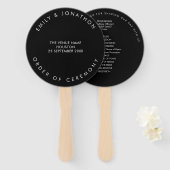Simple Typography White Text Black Wedding Program Handwaaier (Voorkant en achterkant)