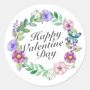 Simple Valentijnsdag Floral Wreath Sticker