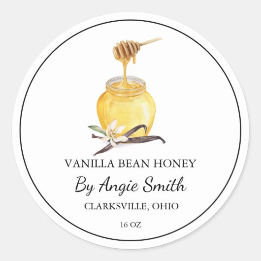 Simple Vanilla Bean Infused Honey Label (Voorkant)