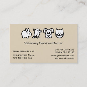 Simple Veterinarian Pet Hospital Visitekaartje