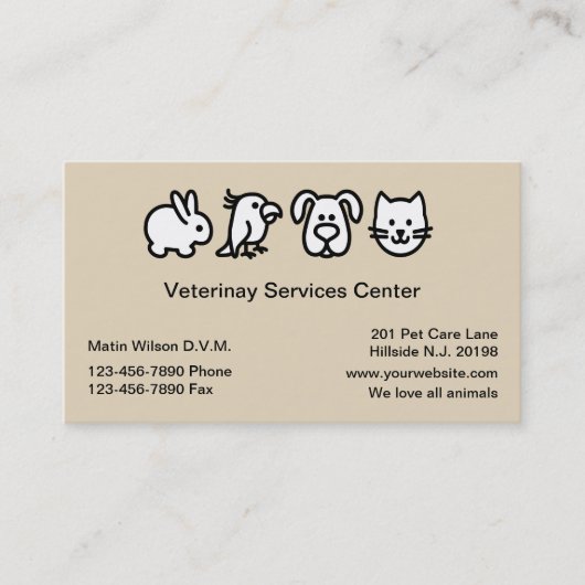Simple Veterinarian Pet Hospital Visitekaartje (Voorkant)