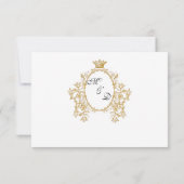 Simple Vintage Monogram Faux Gold Wedding RSVP (Achterkant)