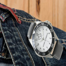 Simple Vintage Style Floral Monogram couple names Horloge