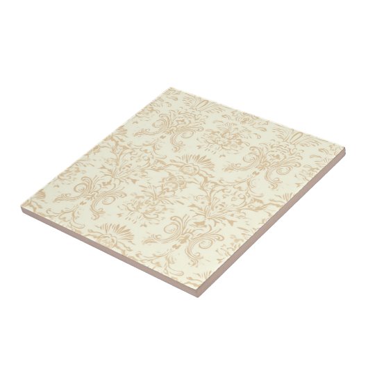 Simple Warm Soft Beige Damask Tegeltje (Zijkant)
