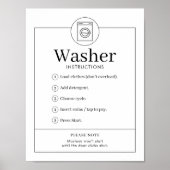 Simple Washer Instructions Laundromat Wall Poster (Voorkant)