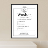 Simple Washer Instructions Laundromat Wall Poster
