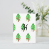 Simple watercolor Christmas pattern add monogram Briefkaart (Staand voorkant)