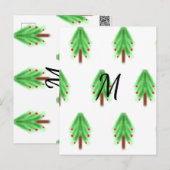 Simple watercolor Christmas pattern add monogram Briefkaart (Voorkant / Achterkant)