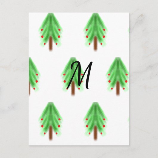 Simple watercolor Christmas pattern add monogram Briefkaart (Voorkant)