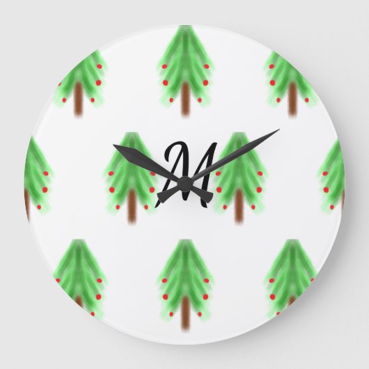 Simple watercolor Christmas pattern add monogram Grote Klok (Voorkant)
