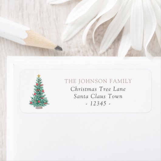 Simple Watercolor Christmas Tree Festive Etiket (Insitu)