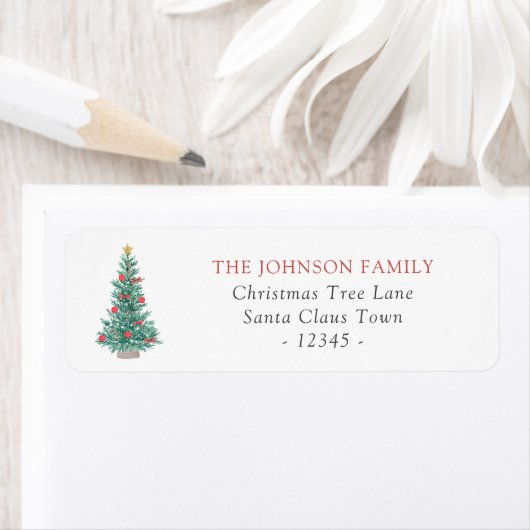 Simple Watercolor Christmas Tree Festive Etiket (Insitu)