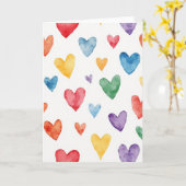 Simple Watercolor Hearts Pattern Card Kaart (Gele Bloem)