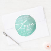 Simple watercolor Love religious scripture script Ronde Sticker (Envelop)