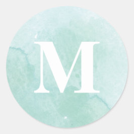 Simple Watercolor Monogram Ronde Sticker