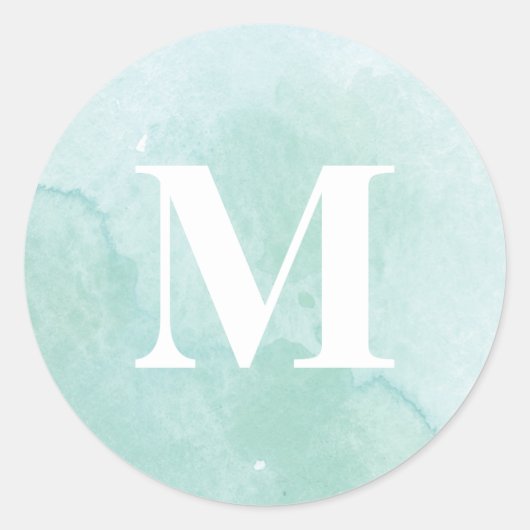 Simple Watercolor Monogram Ronde Sticker (Voorkant)