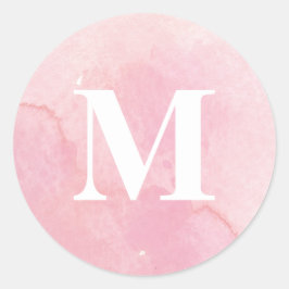Simple Watercolor Monogram Ronde Sticker