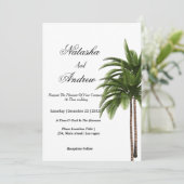 simple watercolor palm tree wedding invitation kaart (Staand voorkant)