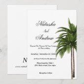 simple watercolor palm tree wedding invitation kaart (Voorkant / Achterkant)