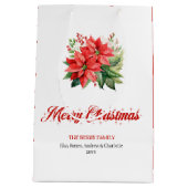 Simple Watercolor Red Poinsettia Holiday Gift Bag Medium Cadeauzakje (Achterkant)