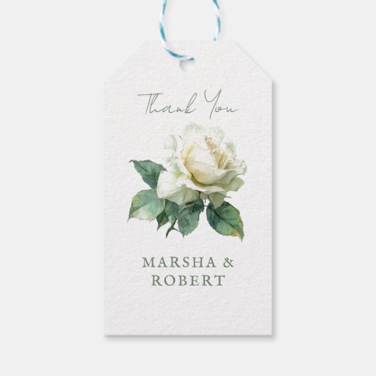 Simple Watercolor Rose Elegant Botanical Greenery Cadeaulabel (Achterkant)