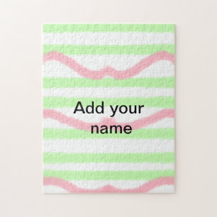 Simple watercolor stripes monogram add name tex t legpuzzel