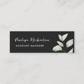 Simple Waterverf Botanical Leaves Script Black Mini Visitekaartje (Voorkant)