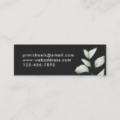 Simple Waterverf Botanical Leaves Script Black Mini Visitekaartje (Achterkant)