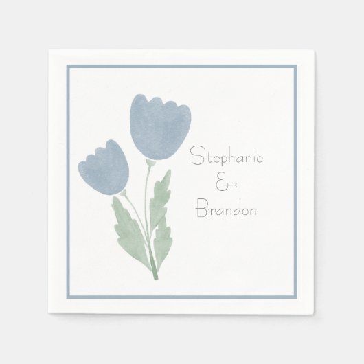 Simple Waterverf Floral Personalized Wedding Servet (Voorkant)