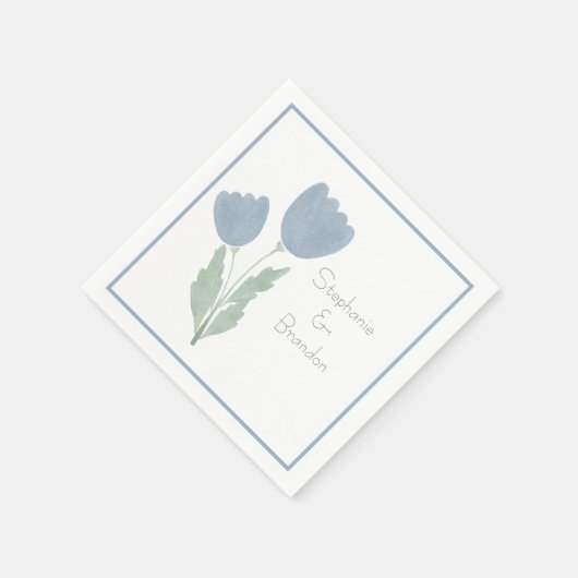 Simple Waterverf Floral Personalized Wedding Servet (Hoek)