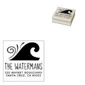 Simple Wave Familienaam & Retouradres Rubberstempel (Gestempeld)