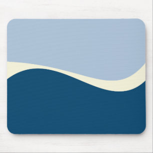 Simple Waves 2 in donkerblauw, lichtblauw en crème Muismat