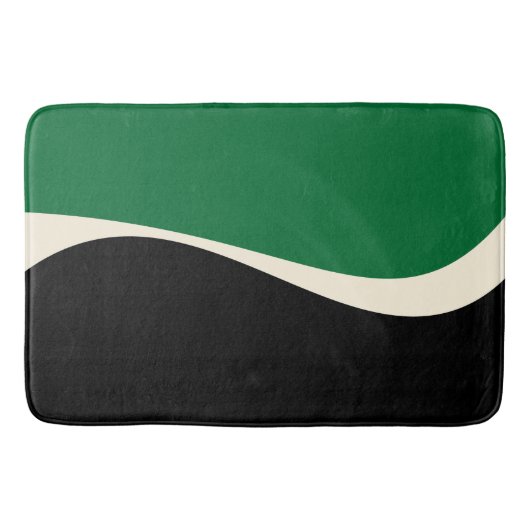 Simple Waves 2 in groen, crème en zwart Badmat (Voorkant)