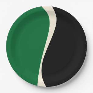 Simple Waves 2 in groen, crème en zwart Papieren Bordje
