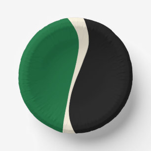 Simple Waves 2 in groen, crème en zwart Papieren Kommen