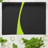 Simple Waves 2 in Lime Groen en Zwart Theedoek (Gevouwen)