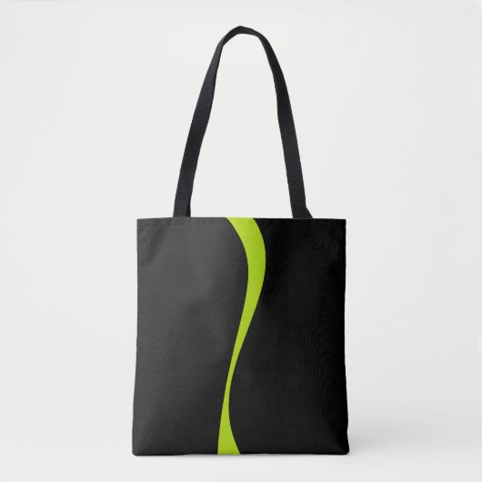 Simple Waves 2 in Lime Groen en Zwart Tote Bag (Voorkant)