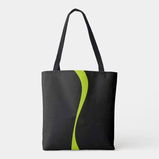 Simple Waves 2 in Lime Groen en Zwart Tote Bag (Achterkant)