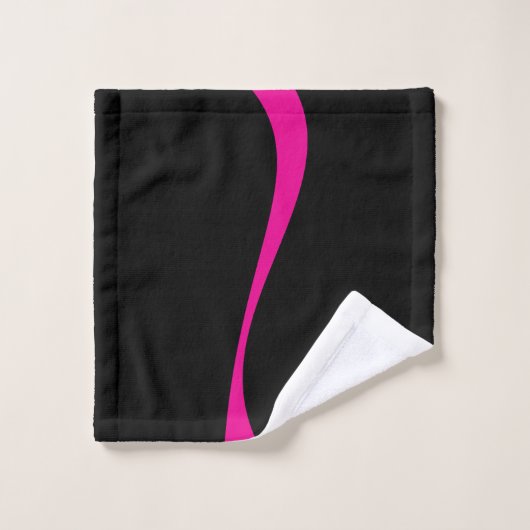 Simple Waves 2 in Magenta en Zwart Bad Handdoek (Wasdoekje)