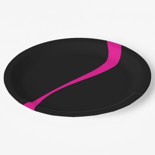 Simple Waves 2 in Magenta en Zwart Papieren Bordje (Gekanteld)