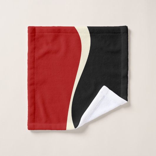 Simple Waves 2 in Rood en Crème Bad Handdoek (Wasdoekje)