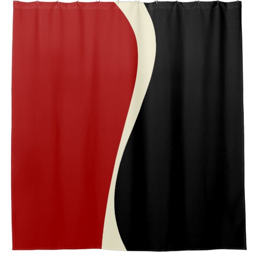 Simple Waves 2 in Rood en Crème Douchegordijn (Voorkant)