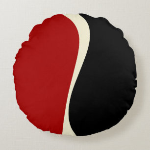 Simple Waves 2 in Rood en Crème Rond Kussen